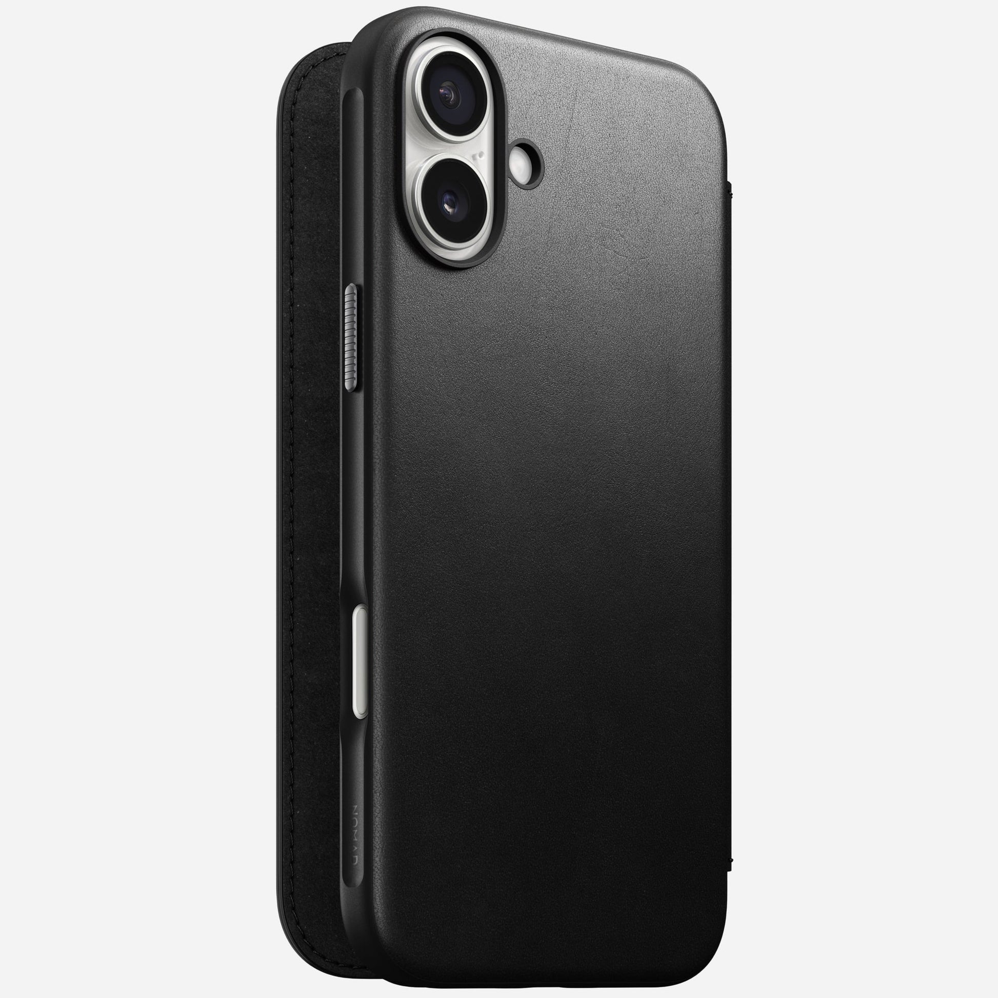 Nomad Booklet-Hülle – für Apple iPhone 16 Plus – schwarz – Leder – mit Kartenfach