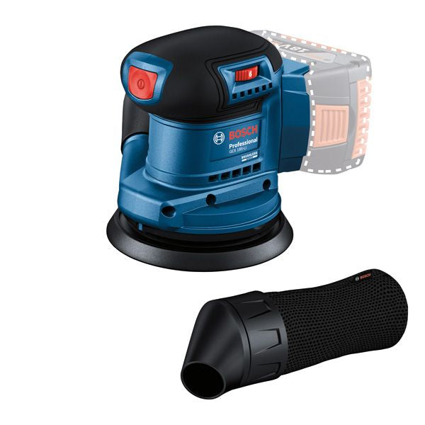 Bosch Professioneller Exzenterschleifer GEX 185-LI – 18 V (AMPShare) – Klettverschluss – Solo – Staubsack