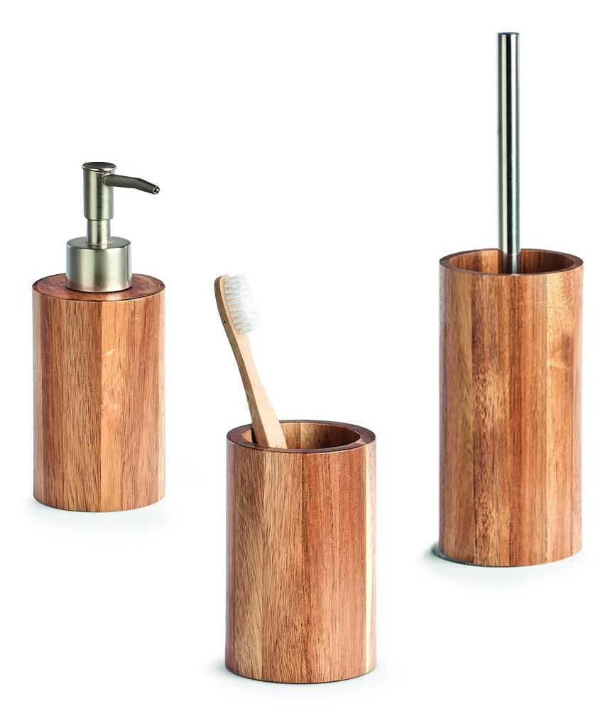 Zeller Present Akazie – WC-Bürstenset – Kunststoff, braun, bodenstehend, mit Deckel