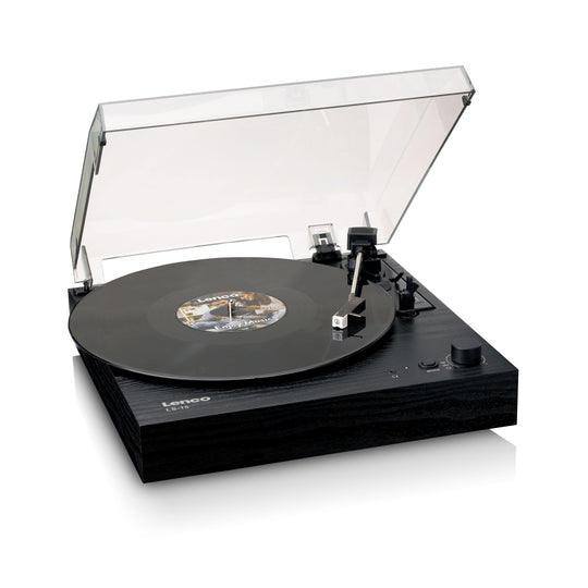 Lenco LS-15BK – Plattenspieler (Riemenantrieb), Bluetooth, Phono-Vorverstärker, 33⅓/45 U/min – Schwarz
