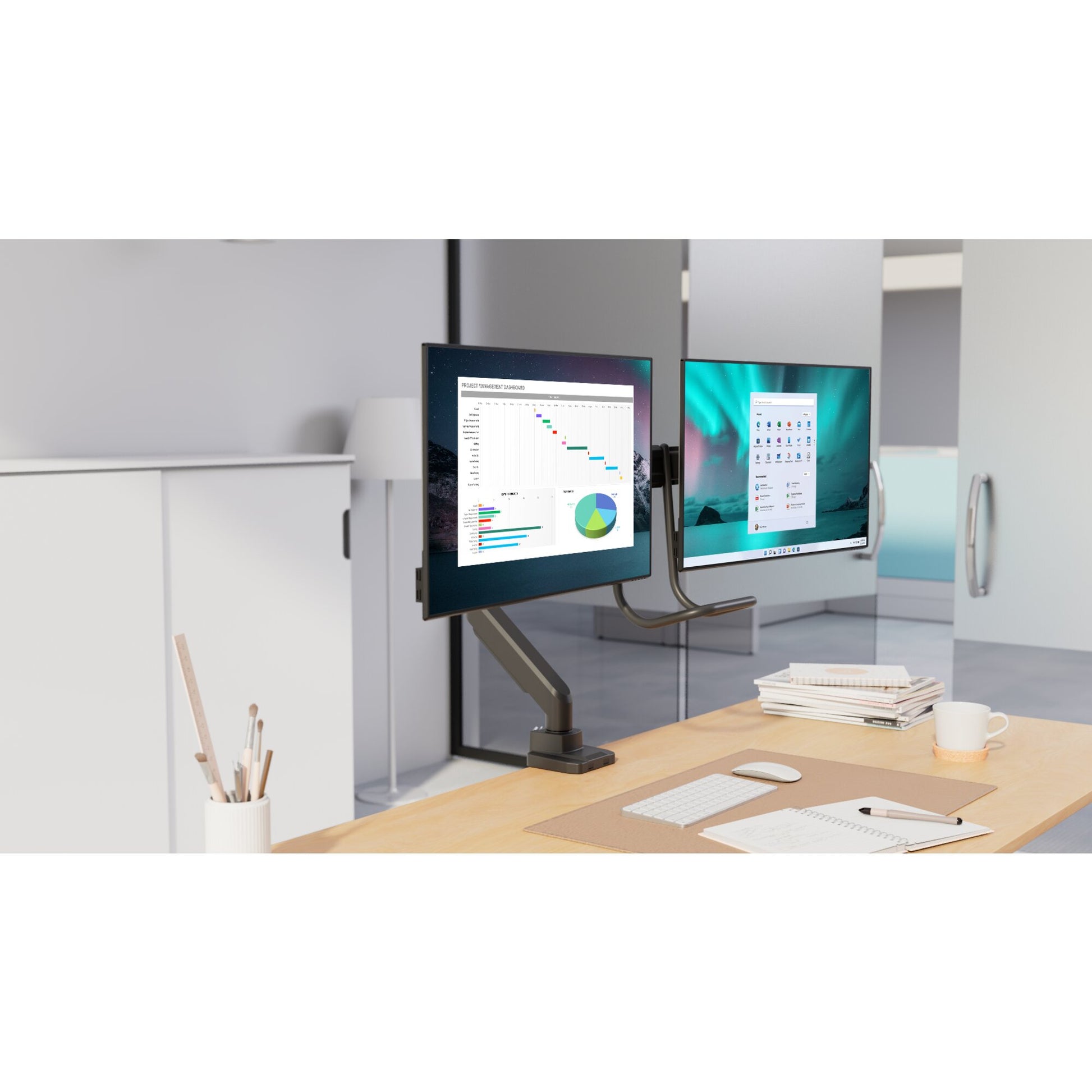 Kensington Monitorarm, Dual, Gasfeder, Querstange, Griff