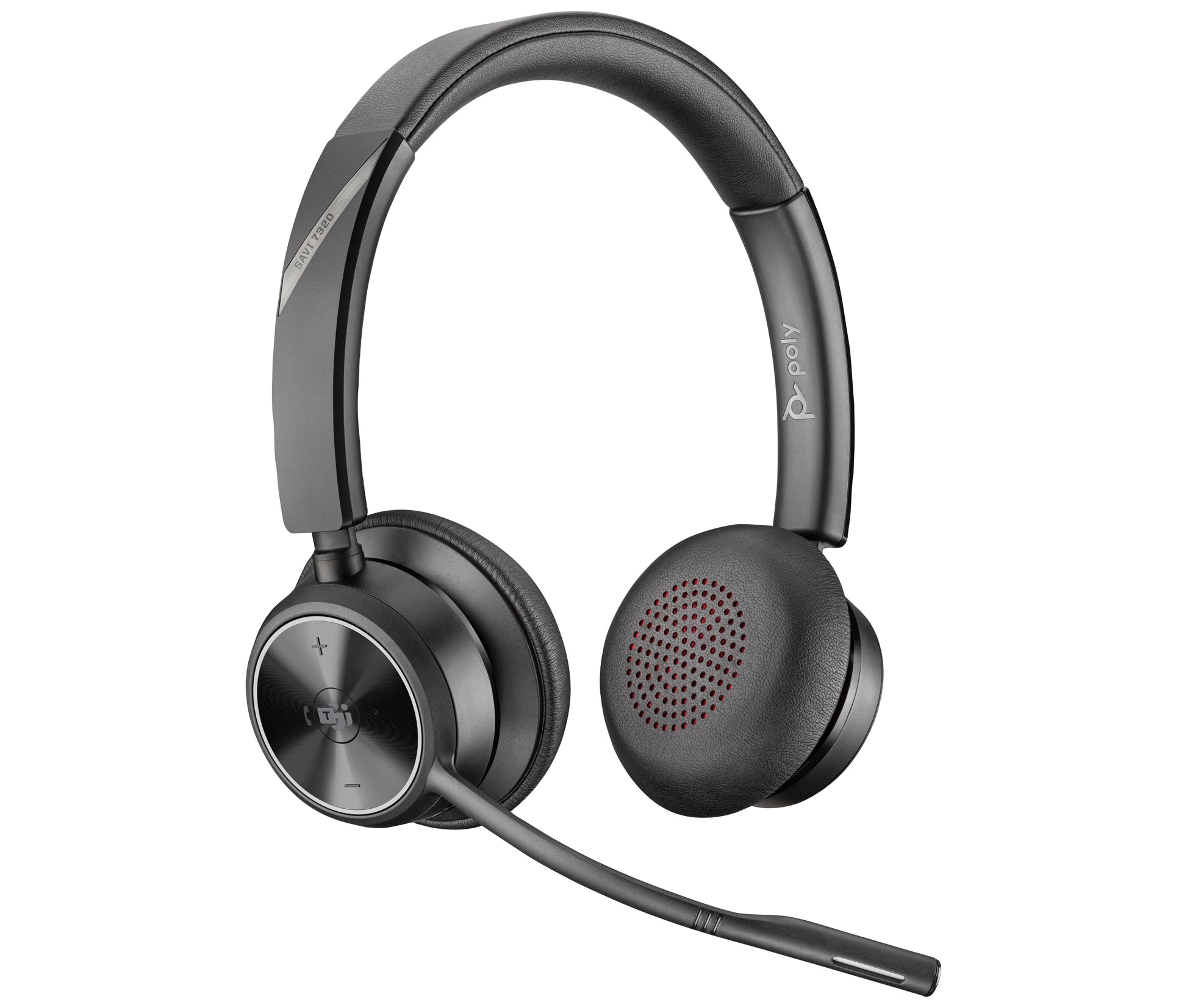 Poly Savi 7320-M Office Stereo – Duo Headset, On-Ear – DECT, Bluetooth 5.3 – Schwarz – bis 13 h