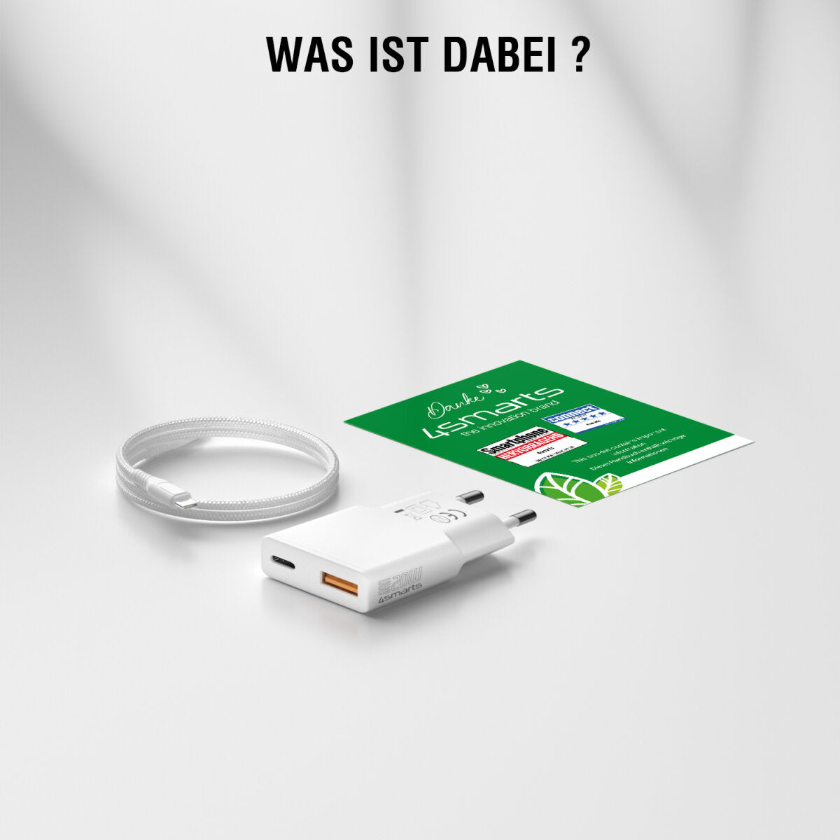 4smarts PDPlug Slim Duos USB-Wandladegerät 20 W – USB-C×1, USB-A×1 – PD, PPS, GaN – für Smartphone & Tablet