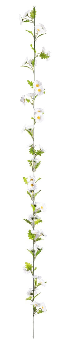 Dekomat AG Gänseblümchen Girlande – 1,8 m – Kunstseide & Kunststoff, Weiss
