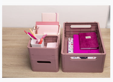 Exacompta Skandi Aufbewahrungsbox A4+ – klappbar, stapelbar, 375 × 40 × 275 mm, altrosa, Kunststoff (recycelt)
