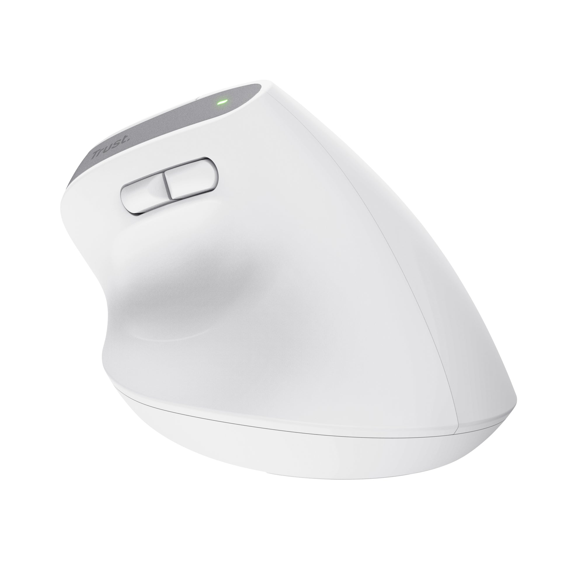Trust Bayo+ – Vertikale Maus – Kabellos (Bluetooth/2,4 GHz), Rechtshänder, Weiss