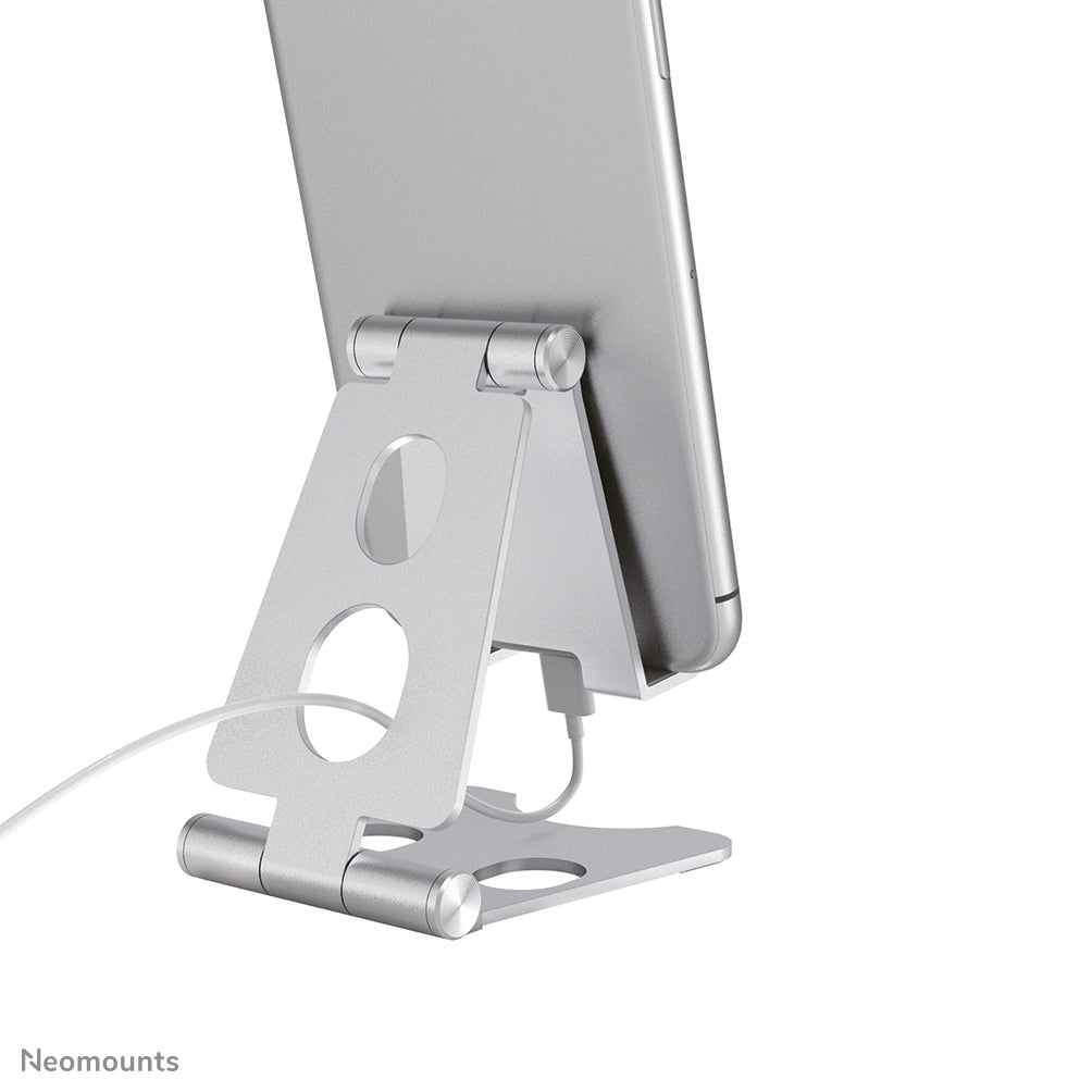 Neomounts Tischständer, faltbar, verstellbar – für bis 4,7" – Silber, Aluminium