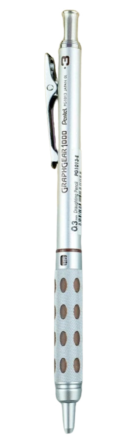 Pentel Graphgear 1000 Druckbleistift – 0,3 mm, Metall, Silber