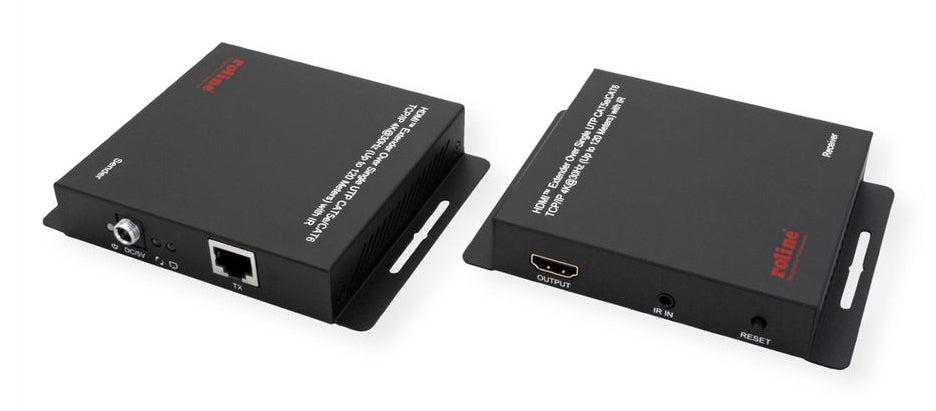 ROLINE HDMI-Extender-Kit – bis 120 m, 4K (3840 × 2160) @ 30 Hz, IR-Rückkanal – Schwarz