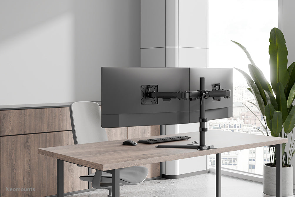 Neomounts DS45-600BL2 – Monitor-Tischständer – 2 Monitore – 10–32" – VESA 75×75/100×100 mm – bis 6 kg/Monitor