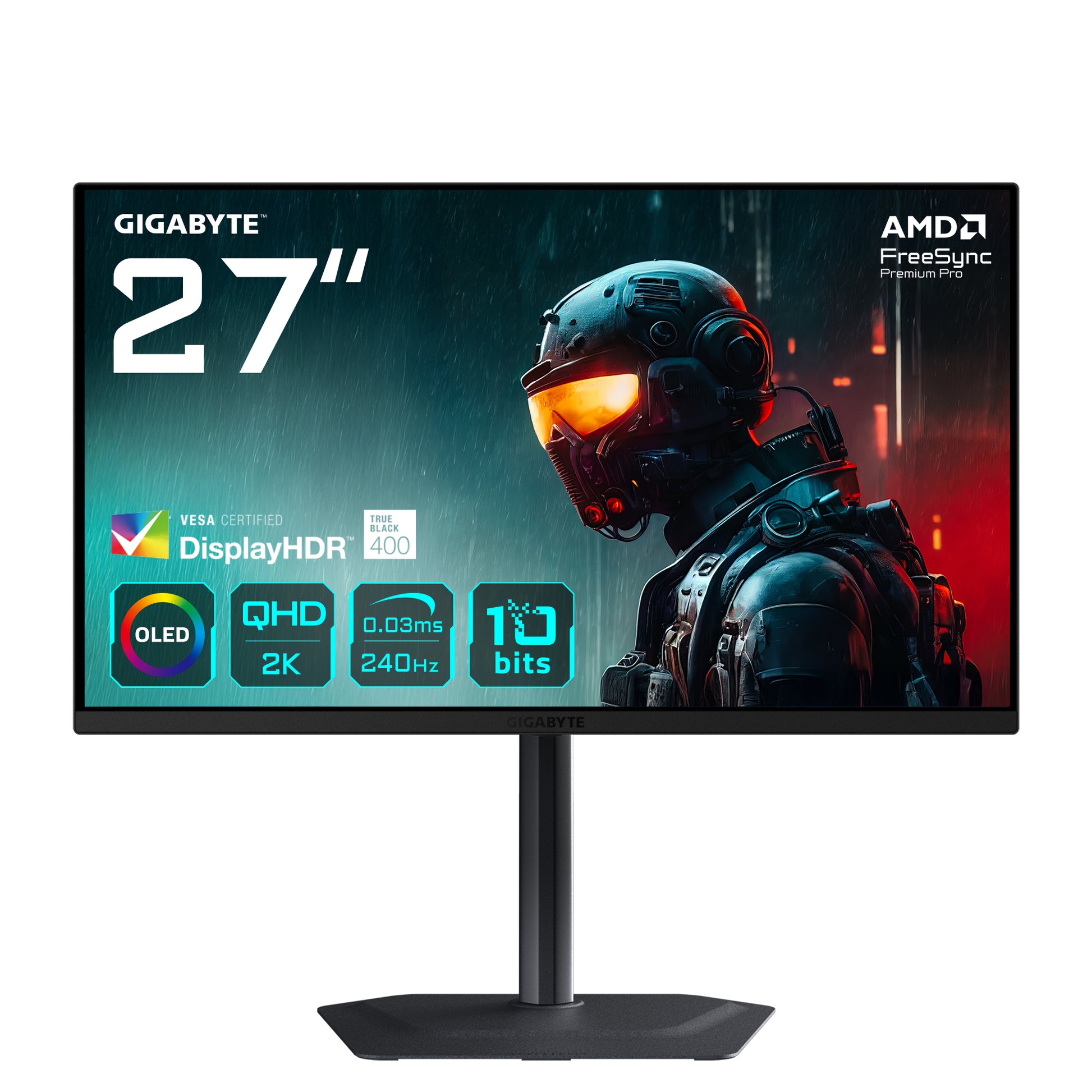 GIGABYTE MO27Q2 – Monitor, 27", 2560 × 1440 (WQHD), OLED, 240 Hz, 250 cd/m²