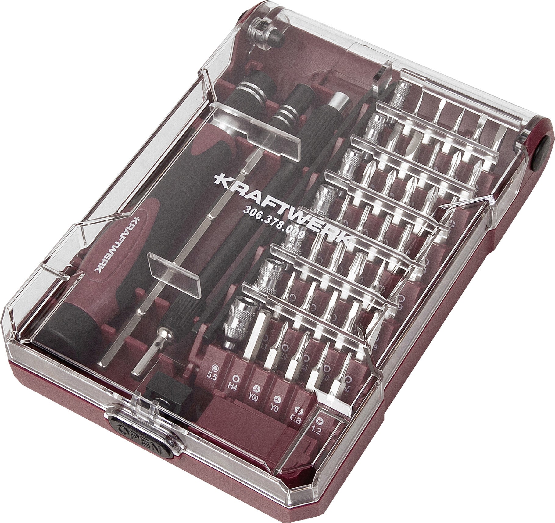Kraftwerk – Präzisions-Schraubenzieher-Set PH/PZ/SL/TX/HEX, 45-teilig, magnetisch, Hülle, 306.378.009