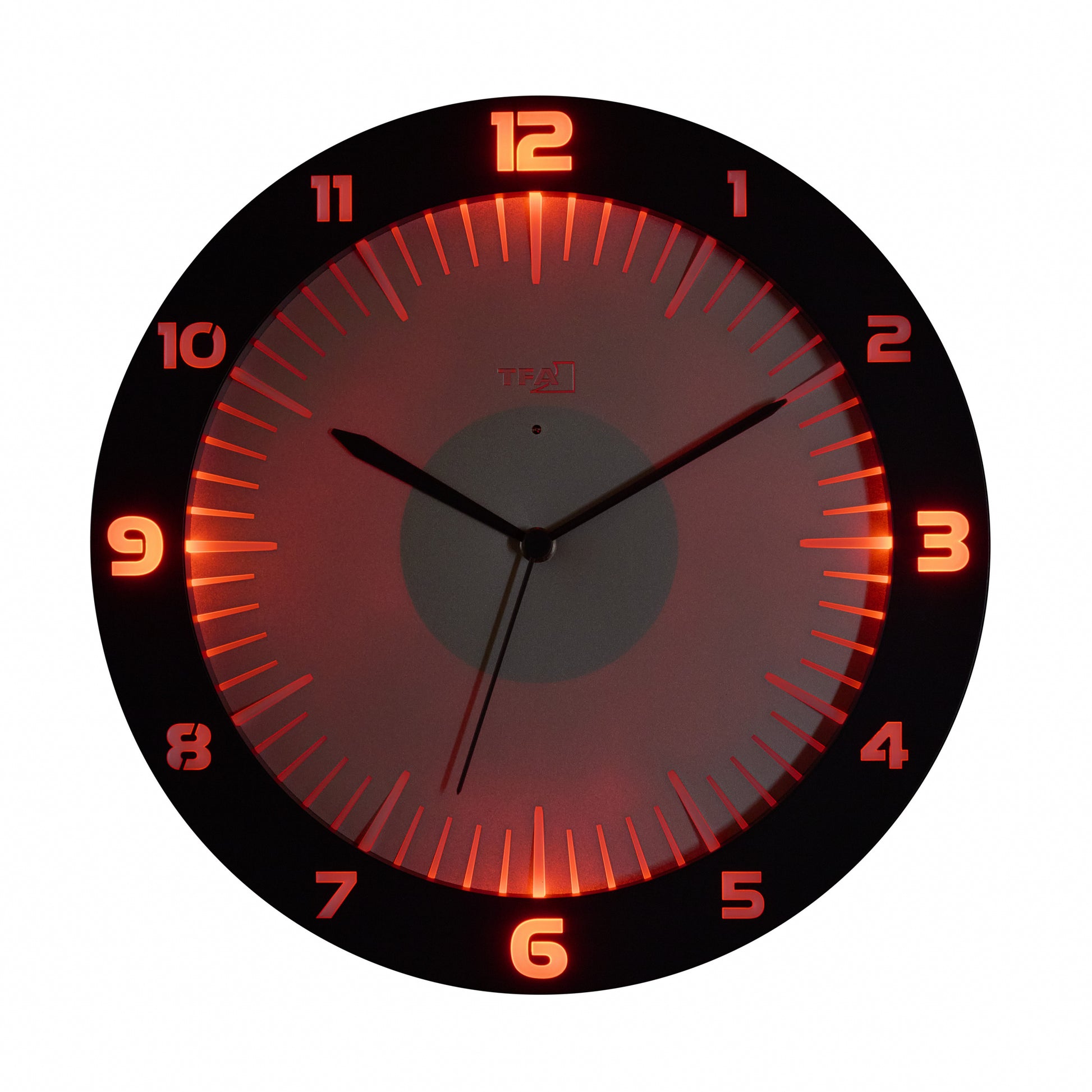 TFA-Dostmann TFA Dostmann LUMOCLOCK Wanduhr – Funk, analog, Licht, USB, Ø 30,3 cm, schwarz, Kunststoff