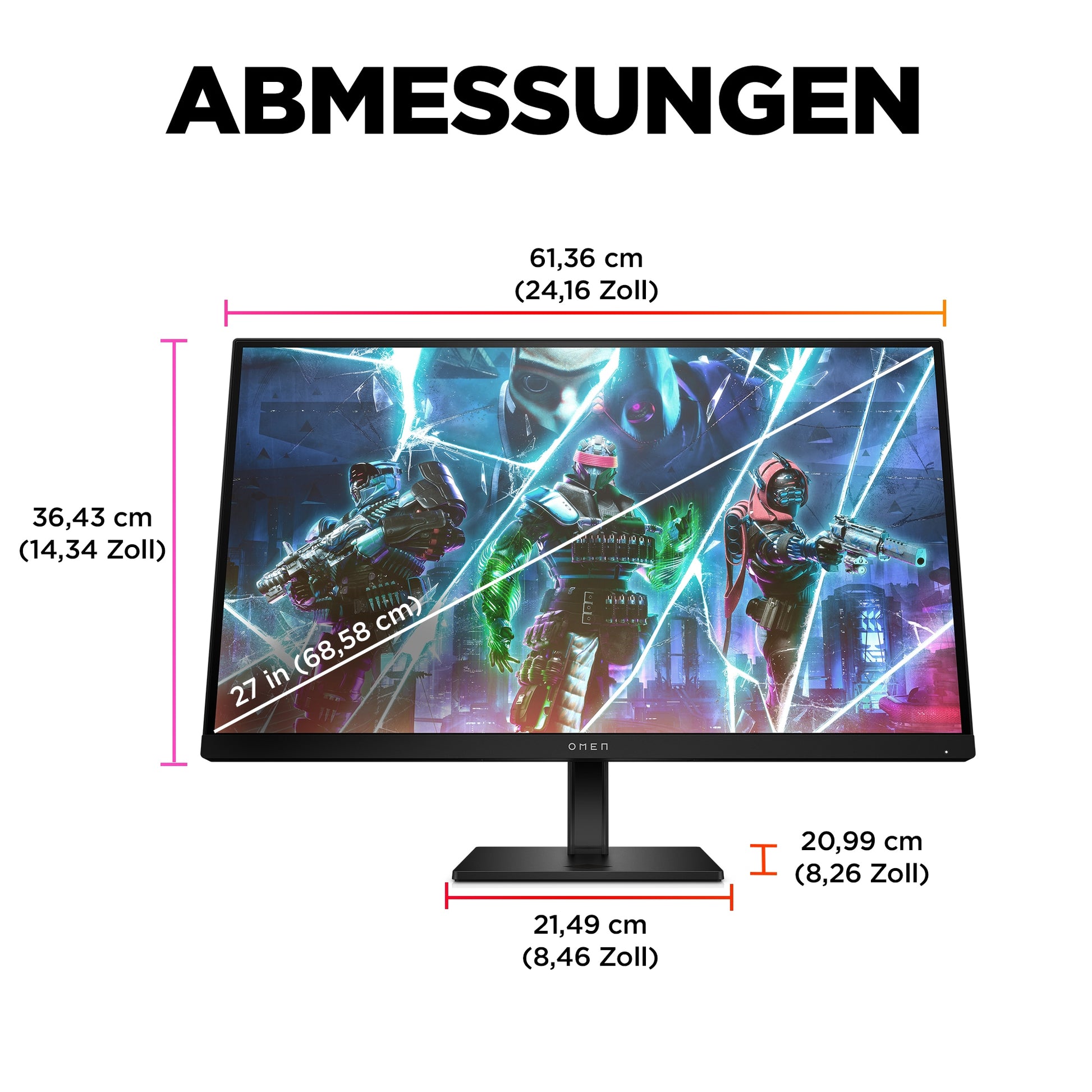 HP OMEN 27s – Monitor, 27", 1920 × 1080 (Full HD), IPS, 240 Hz, 400 cd/m², VESA 100 × 100, Schwarz