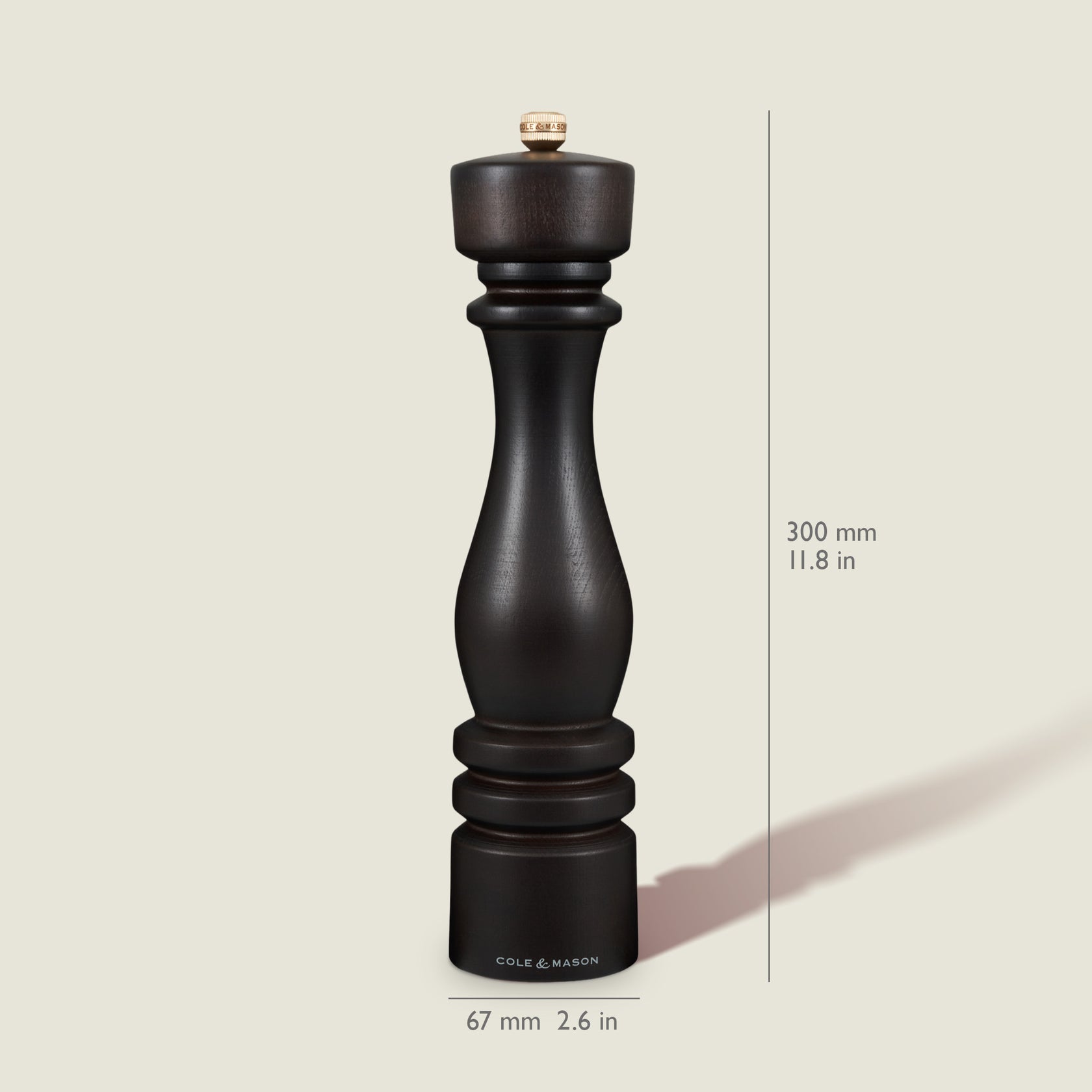 Cole & Mason London SM – Salz-/Pfeffermühle 30 cm, Holz (Buche), Dunkelbraun