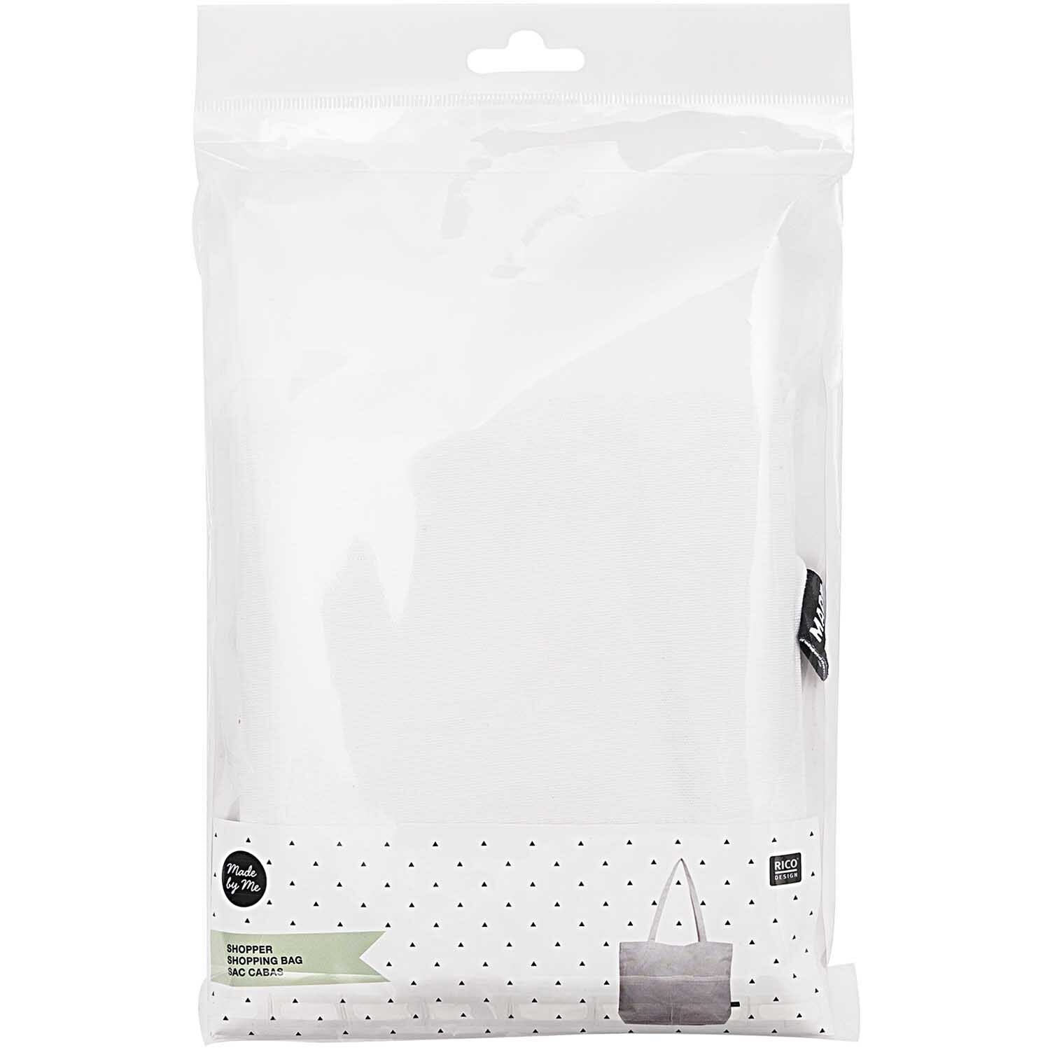 Rico Design Stofftasche, Baumwolle, Weiss, 445×340×335 mm, Lange Henkel