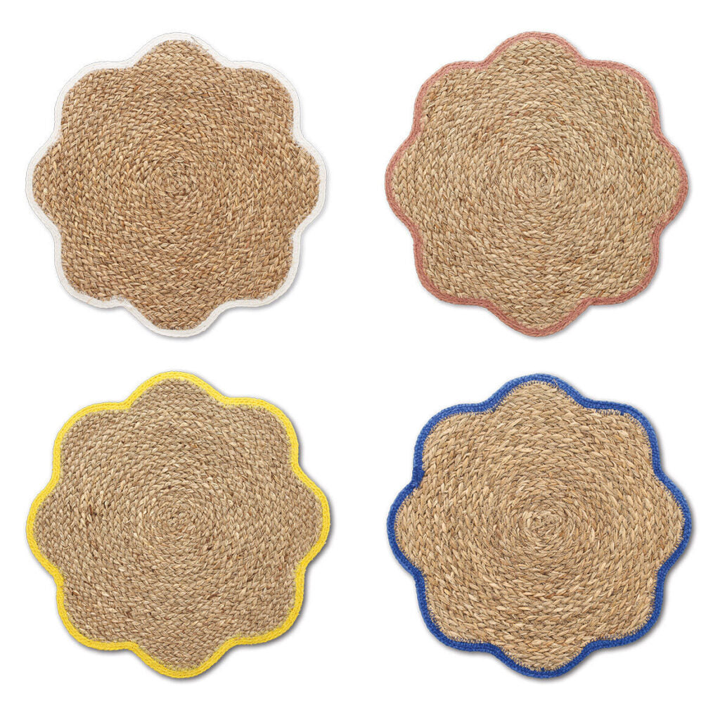 Zeller Present Tischset – rund, Seegras, blau, Ø38,5 cm
