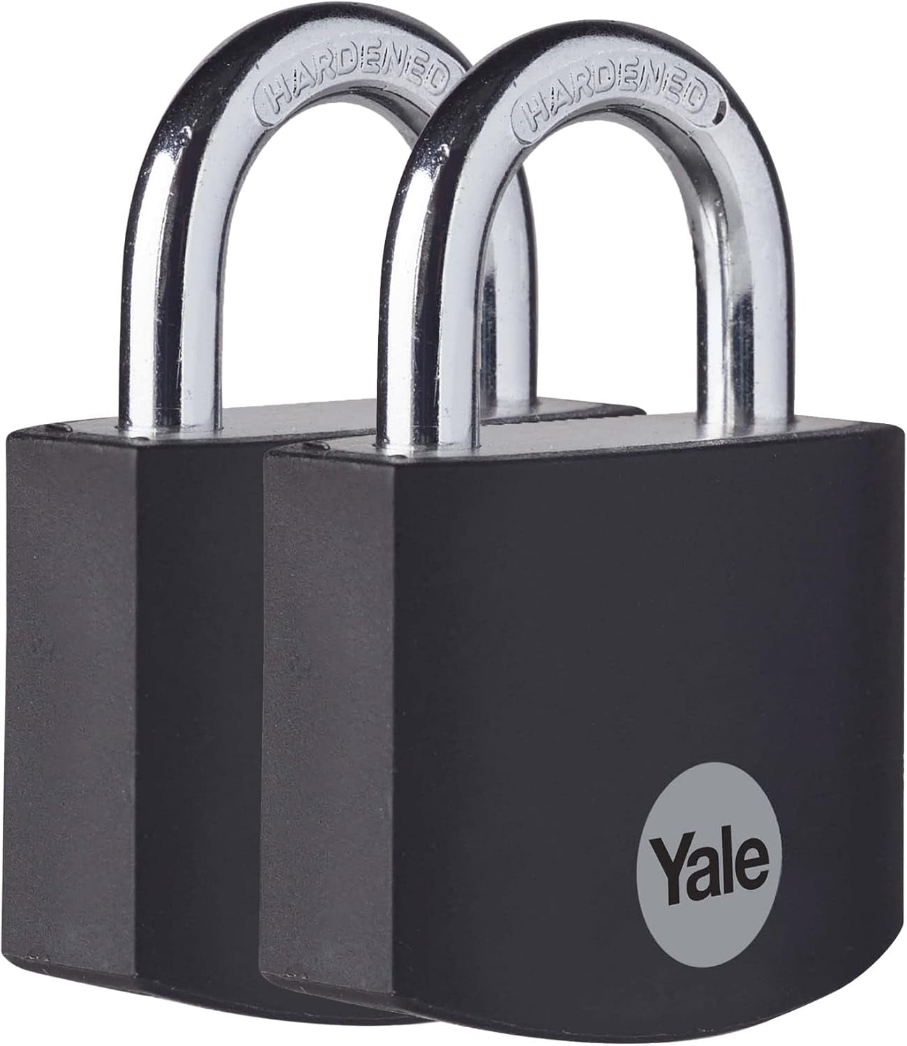 Yale YE3B Mechanisches Vorhängeschloss – Aluminium, Bügel H 56 mm, Ø6 mm, Sicherheitslevel 1, Innen, 2 Stk.