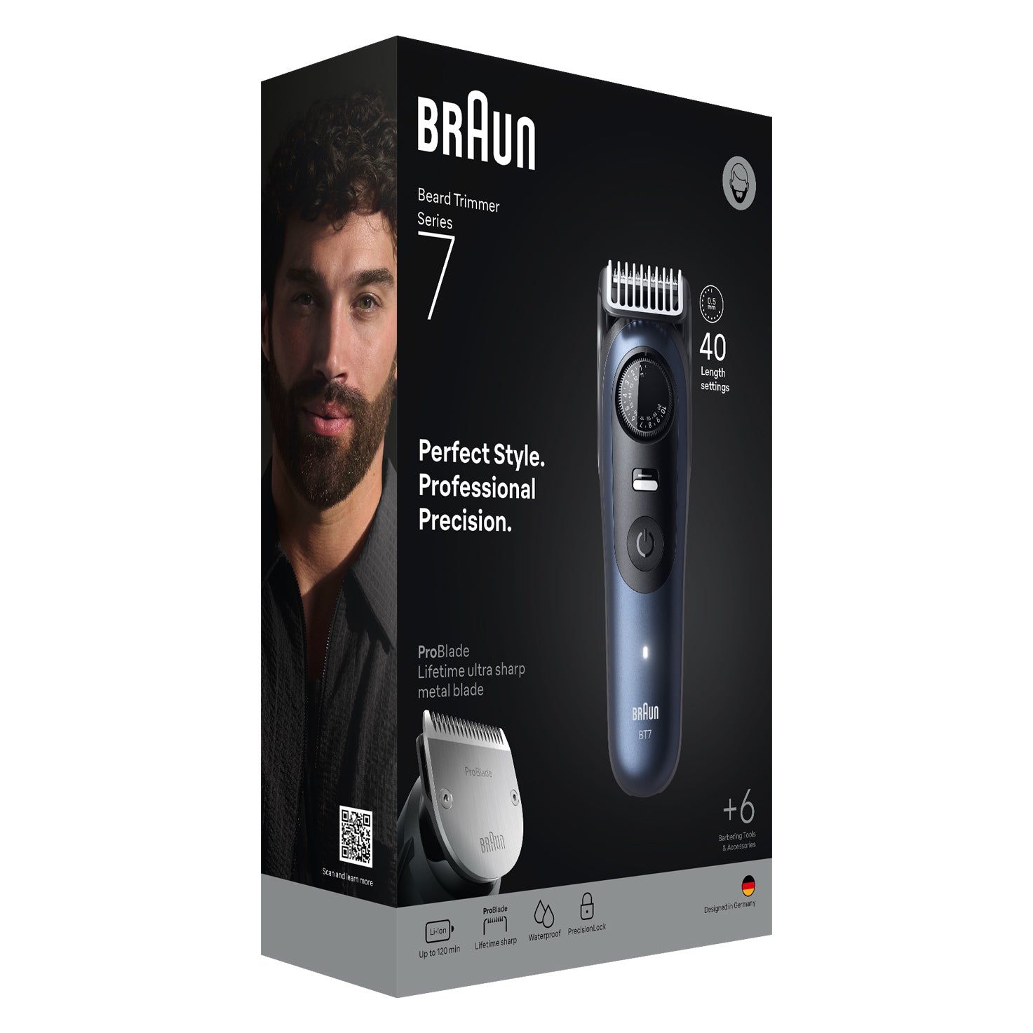 Braun Bartschneider Serie 7 BT7520 – Präzisionstrimmer, nass & trocken – 0,5–20 mm, Akku 120 min