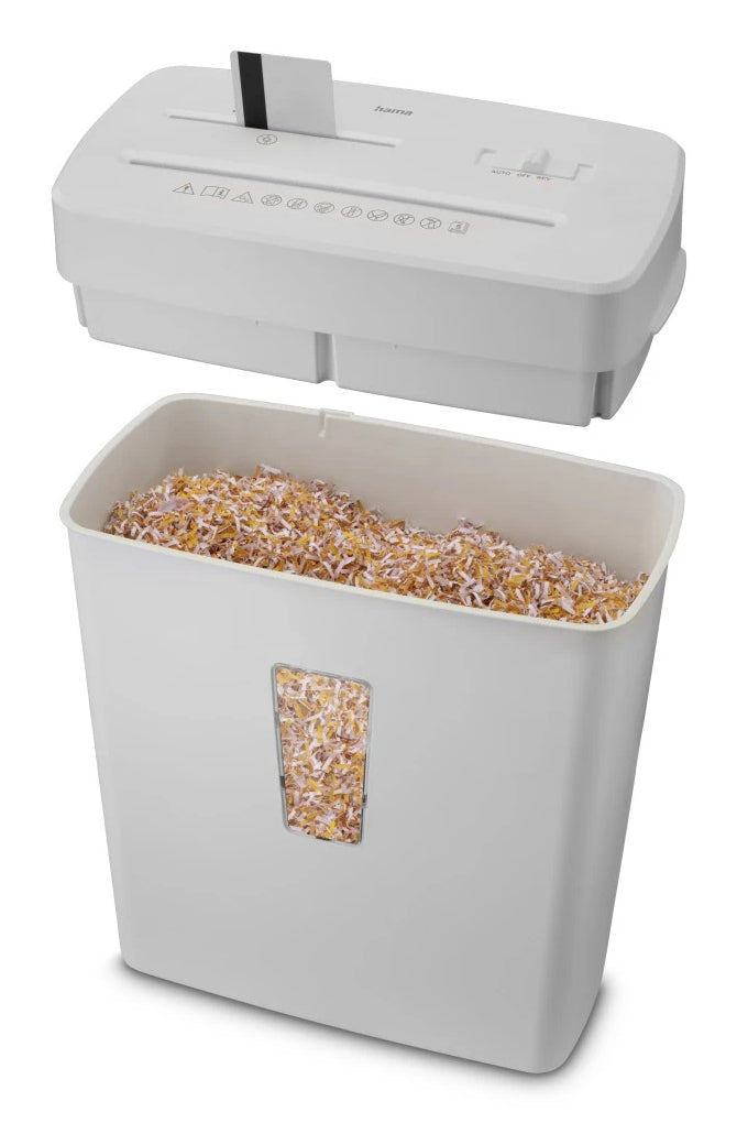 Hama Prime M50CD-W Aktenvernichter – Mikroschnitt, P-5, 2 × 12 mm, 6 Blatt, 13 l, CD/Kreditkarten