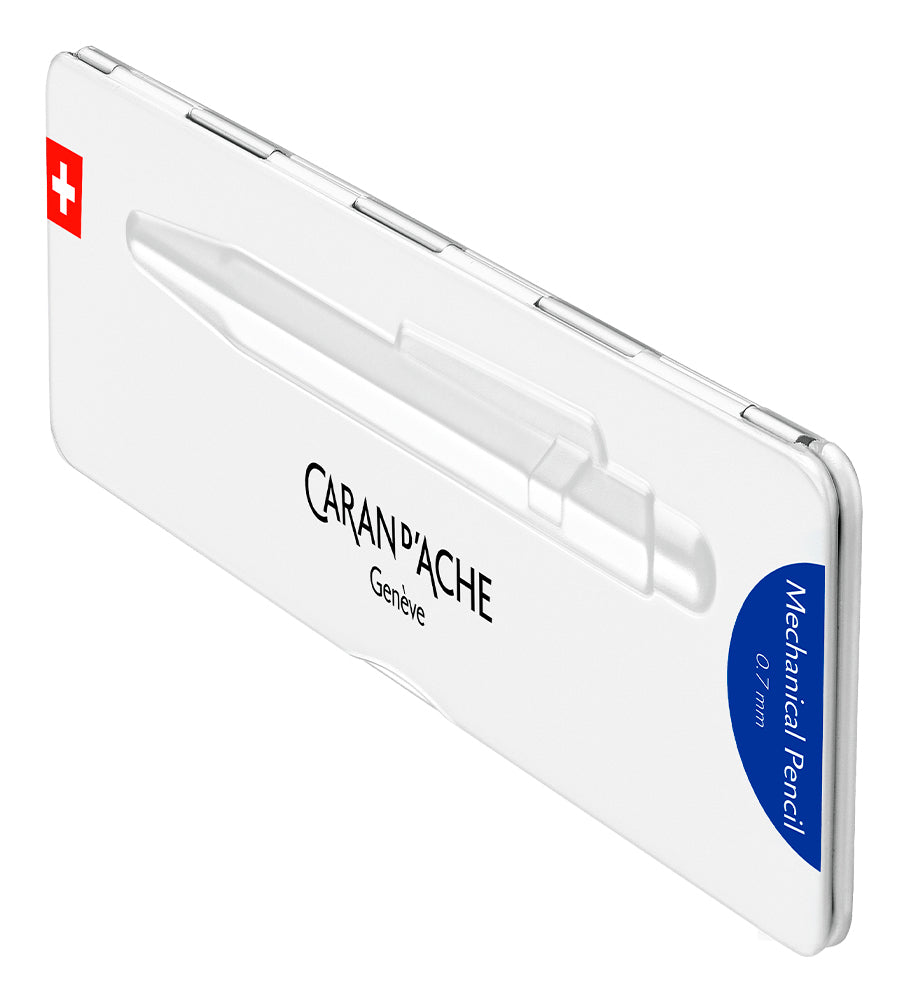 Caran d-Ache 849 Colormat-X Druckbleistift – 0,7 mm – Aluminium – Blau – Mit Radierer