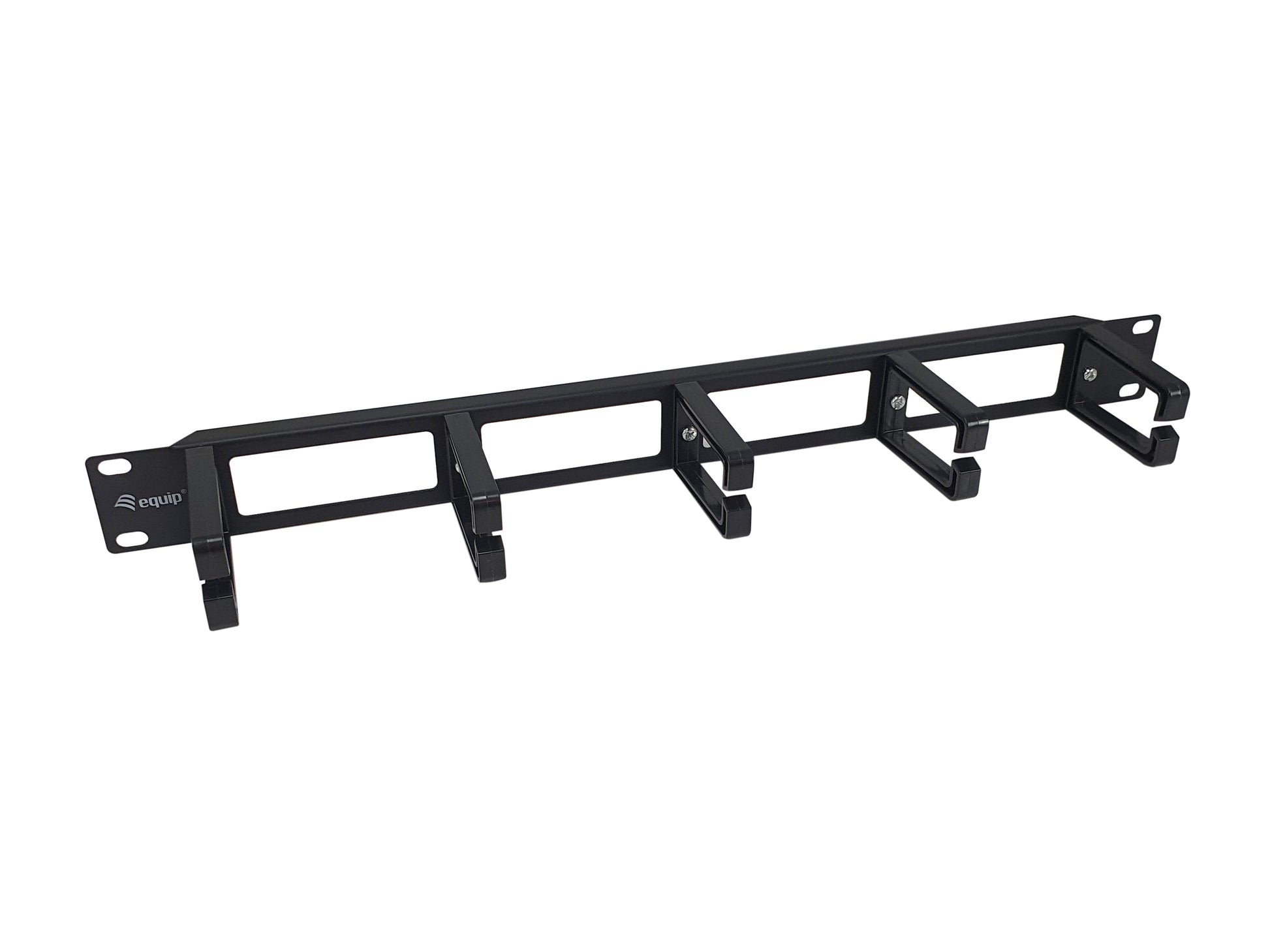 Equip 19" 1U Rangierpanel, Kunststoff/Stahl, 482,6×44,5×82 mm – Schwarz