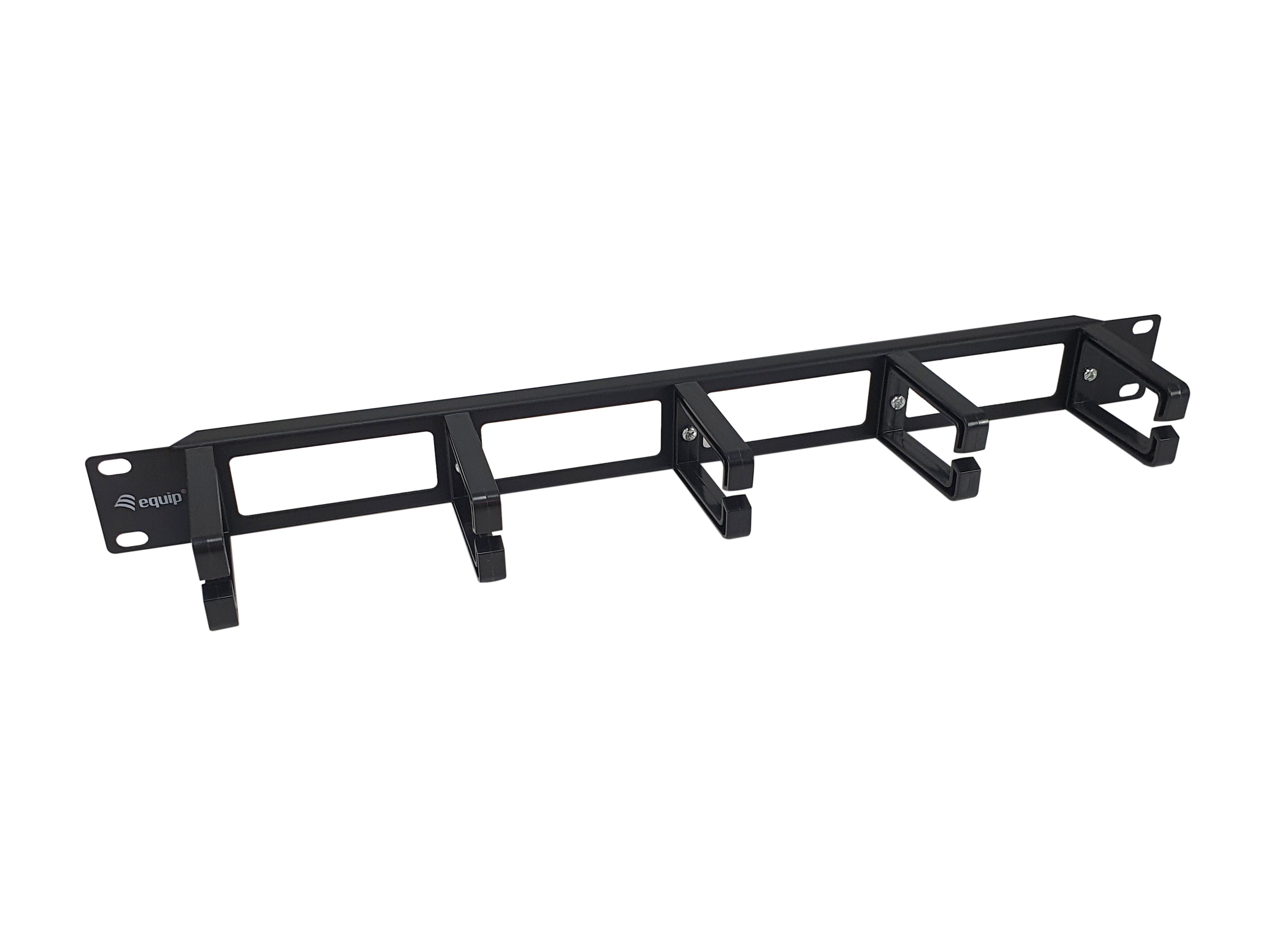 Equip 19" 1U Rangierpanel, Kunststoff/Stahl, 482,6×44,5×82 mm – Schwarz