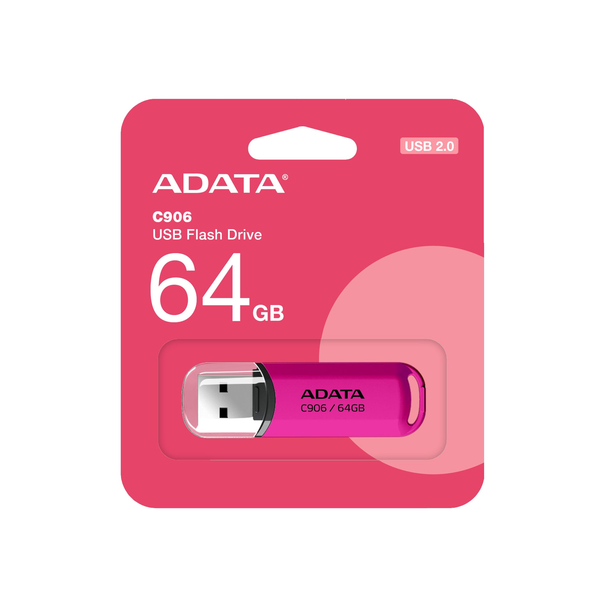 ADATA C906 USB-Stick 64 GB – USB-A USB 2.0, mit Kappe, Pink