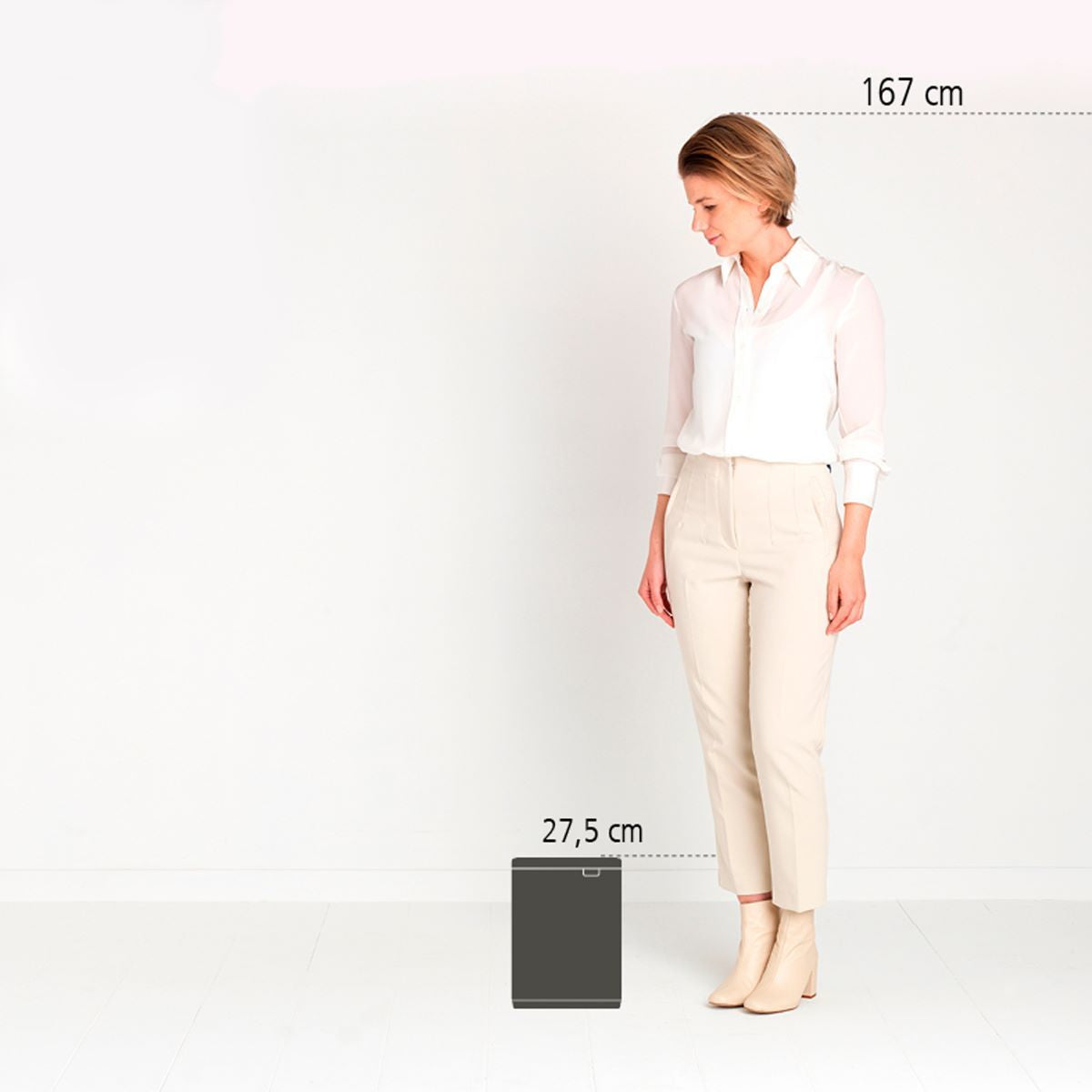 Brabantia Kosmetikeimer Bo – 4 l – Stahl, Rechteckig – Weiss – Soft-Close, Anti-Rutsch