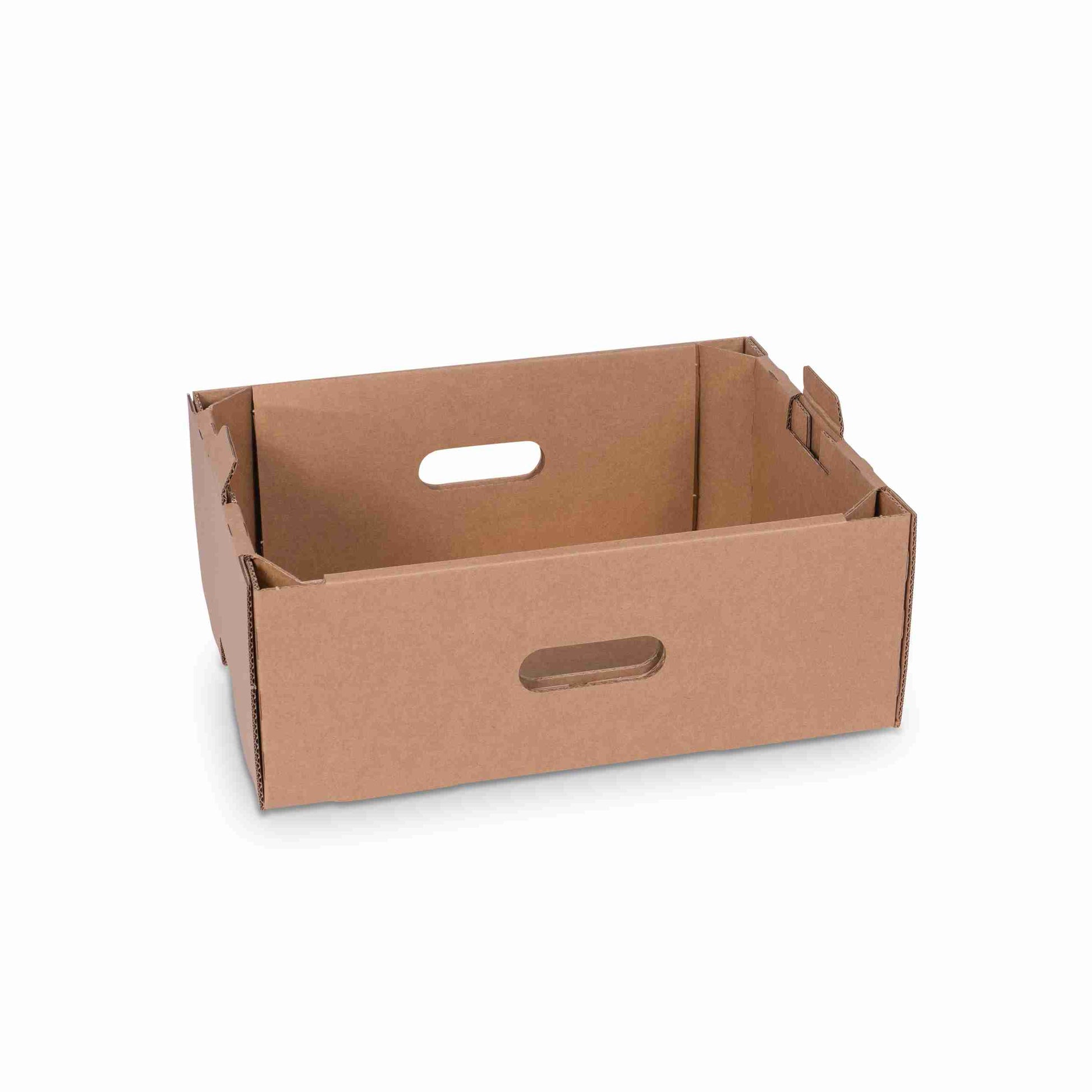 Model Versandbox – 374 × 274 × 145 mm, braun, Wellkarton, mit Grifflöchern, nassfest – 1 Palette (350 Stk.)
