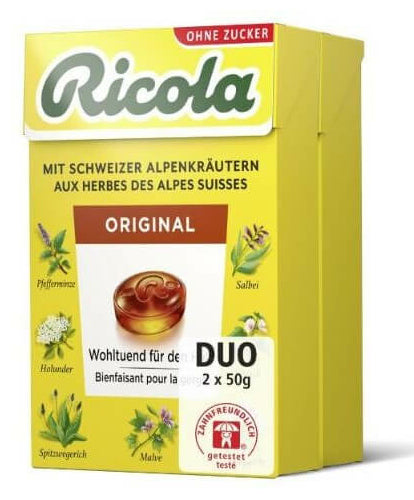 Ricola Box Duo Kräuterbonbons – zuckerfrei – 2 × 50 g