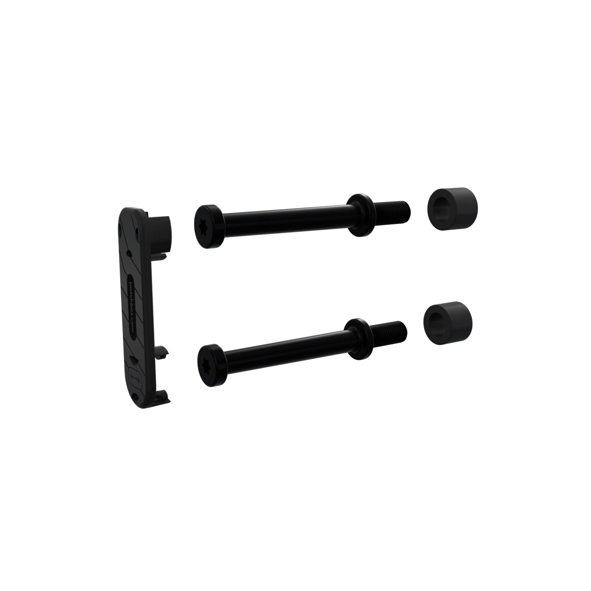 PATCHBOX 19" Rangierpanel, Rack-Montage, 24er-Pack, Polyoxymethylen (POM)/Stahl – für M6 Cage Nuts – Schwarz