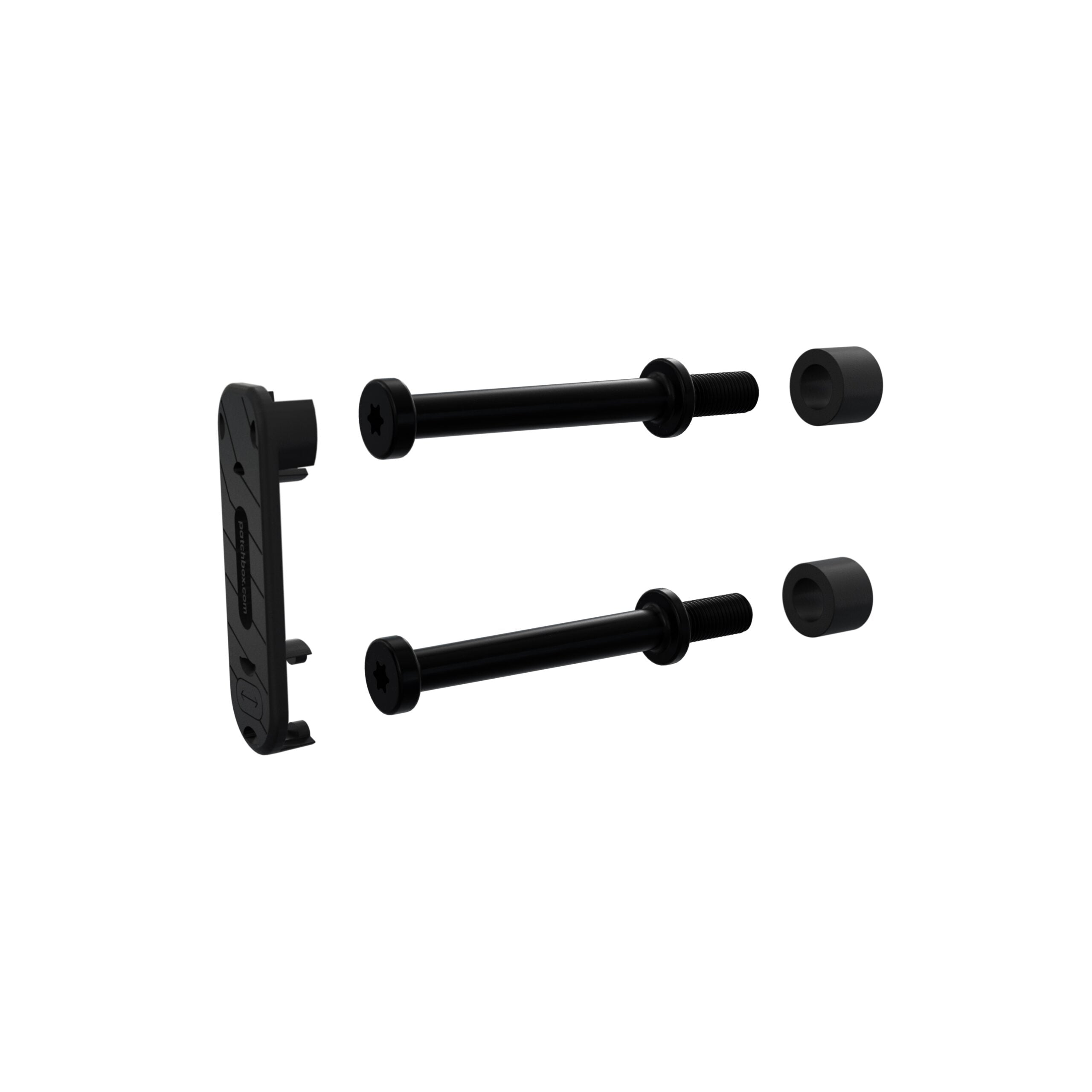 PATCHBOX 19" Rangierpanel, Rack-Montage, 24er-Pack, Polyoxymethylen (POM)/Stahl – für M6 Cage Nuts – Schwarz