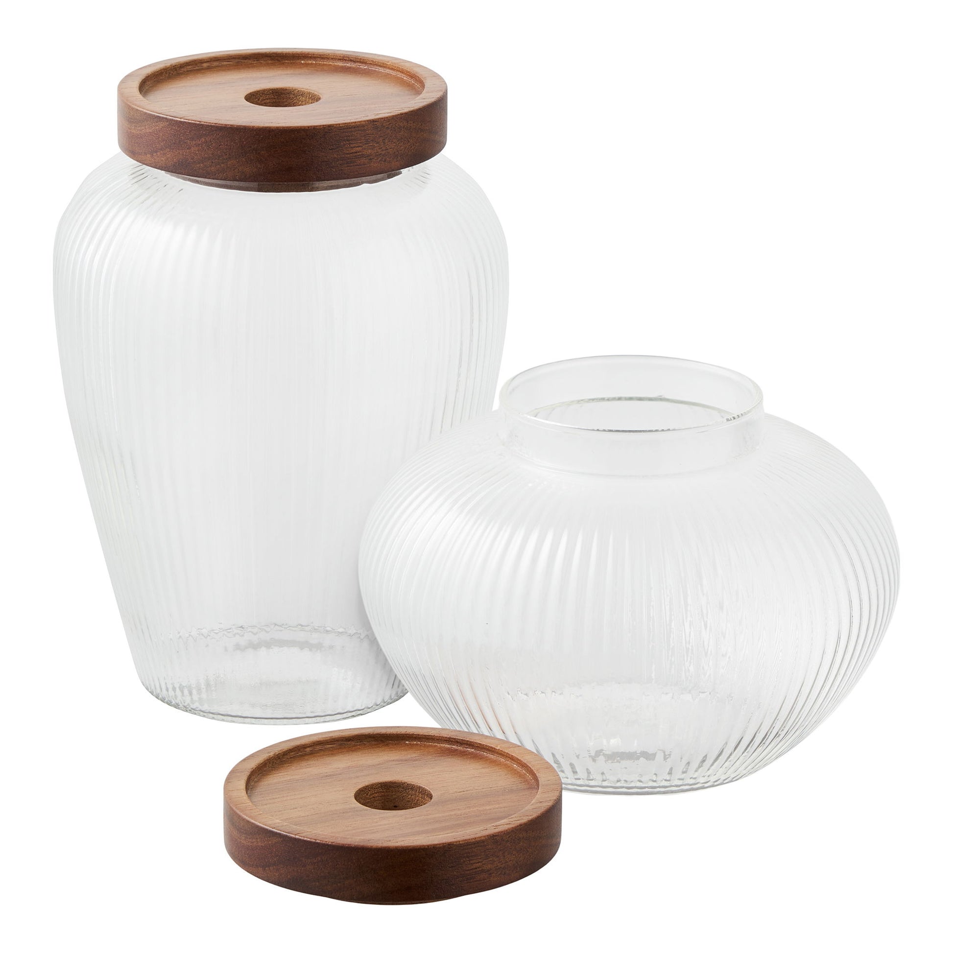 House Nordic Maya – Vorratsdose 1 l, Ø 12 × 17 cm, Glas/Akazienholz, Transparent