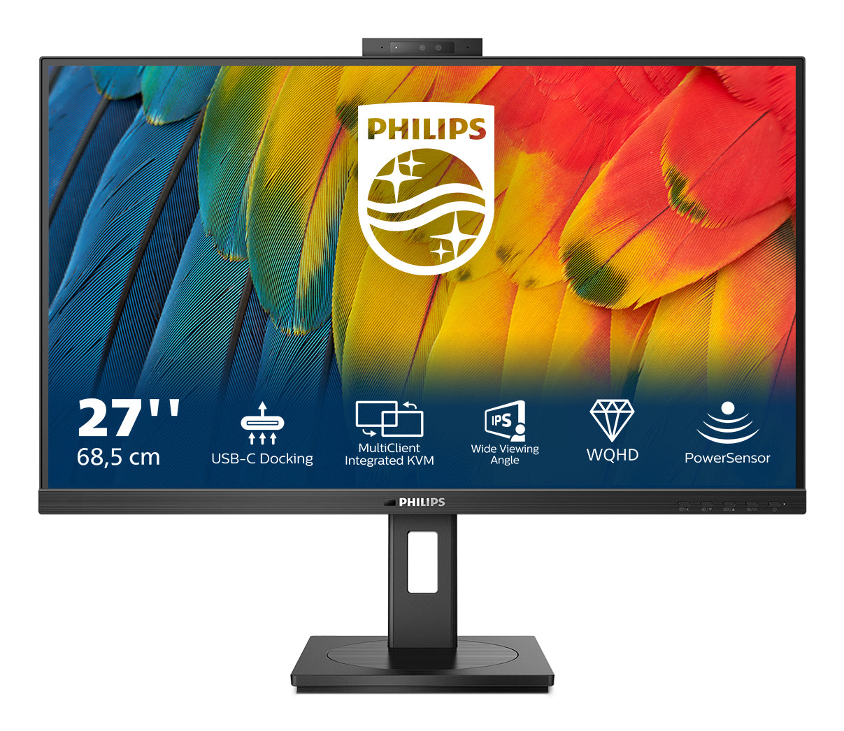 Philips 27B1U5601H – Monitor, 27", IPS, 75 Hz, 350 cd/m², USB-C, Webcam, KVM, VESA 100 × 100, Schwarz