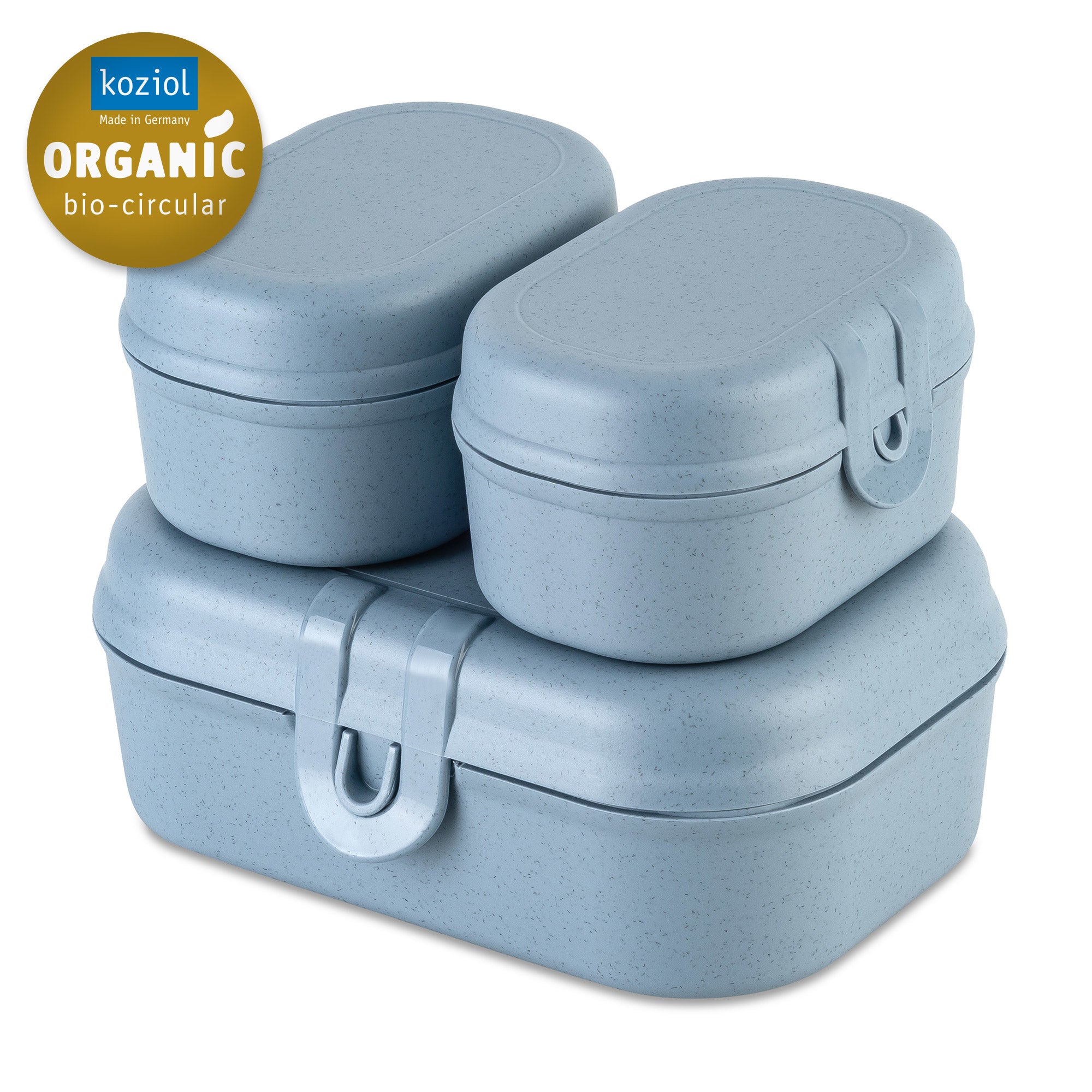Koziol Pascal Ready Mini – Lunchbox 10,8 × 15,1 × 6 cm, Biokunststoff, Blau, 3-teilig