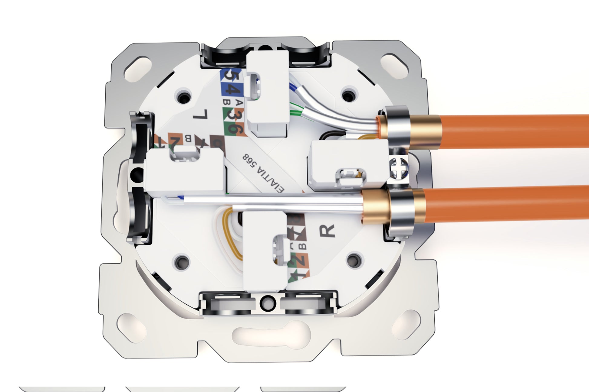 Digitus Netzwerkdose CAT 6A – 2× RJ‑45, Klasse EA, geschirmt, Unterputz, Weiss