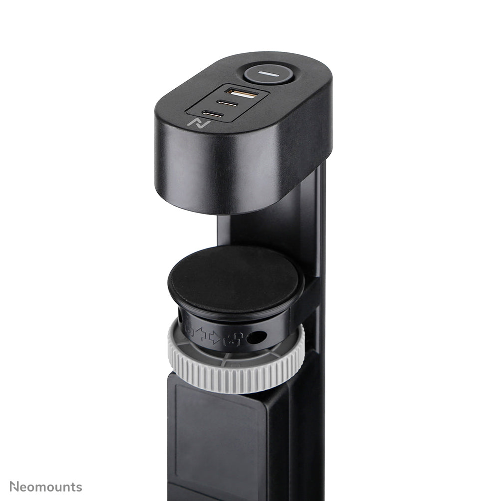 Neomounts DS22-840BL6 – Tisch-Steckdose mit Klemme, 3× 230 V, 2× USB-A + 2× USB-C (PD), 1,4 m, Schwarz