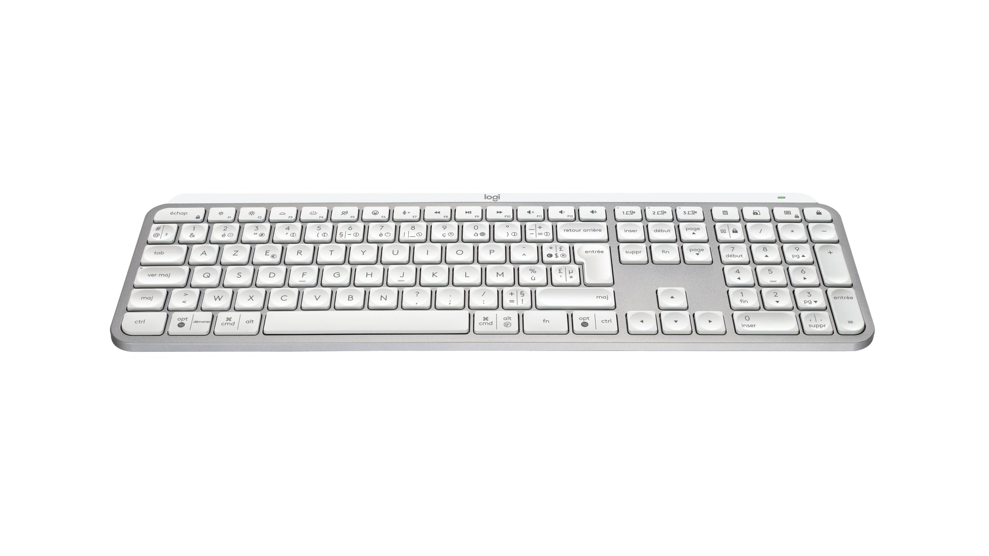 Logitech MX Keys S – Tastatur, kabellos (Bluetooth/2,4 GHz), FR-Layout (FR), Weiss