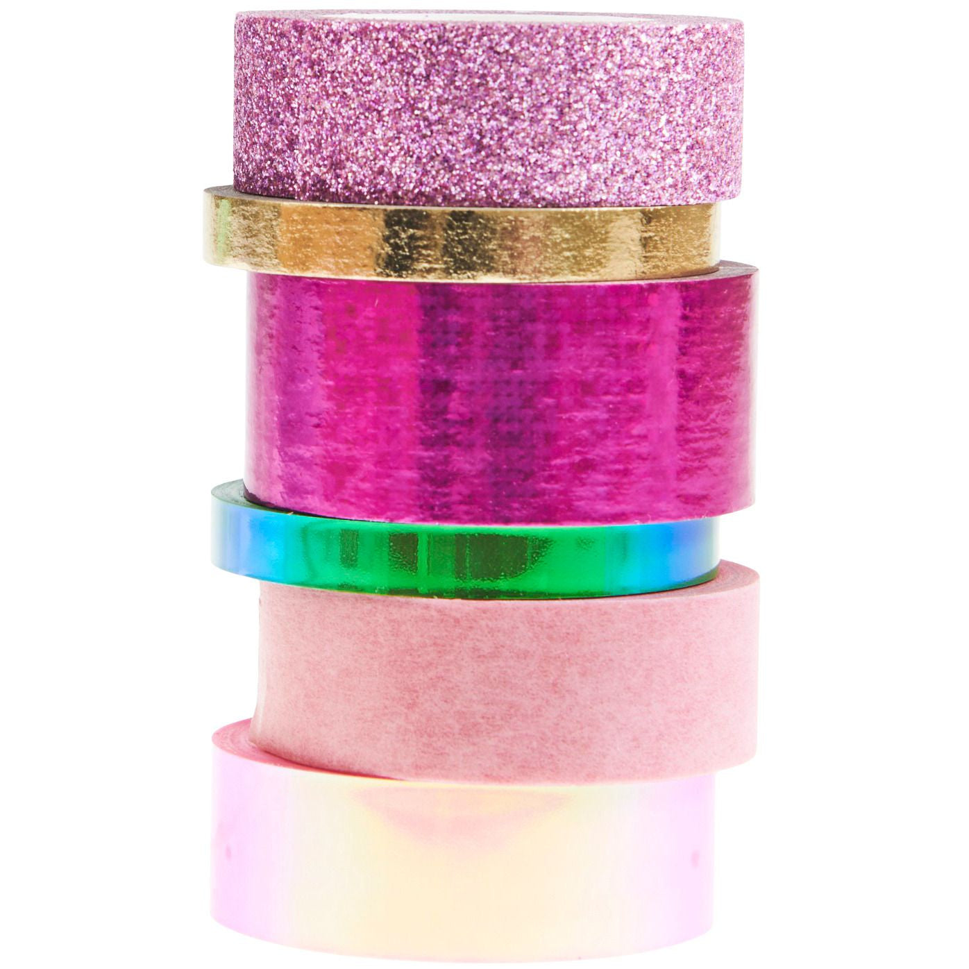 Rico Design Washi Tape Set – mehrfarbig, Papier, holografisch, wiederablösbar, 6 Rollen