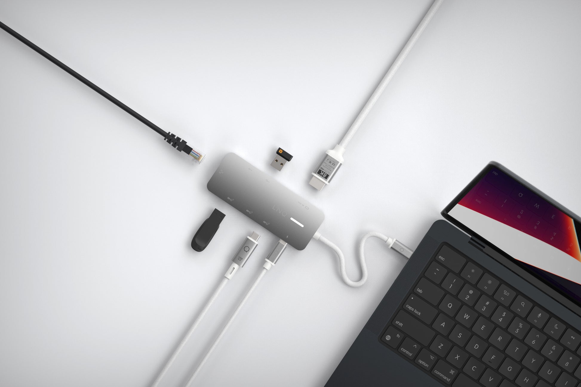LINQ ProConnect 8in1 Dockingstation – USB-C, 1× HDMI, 3× USB-A, 3× USB-C, 140 W PD, 2,5GbE, für Windows/Mac