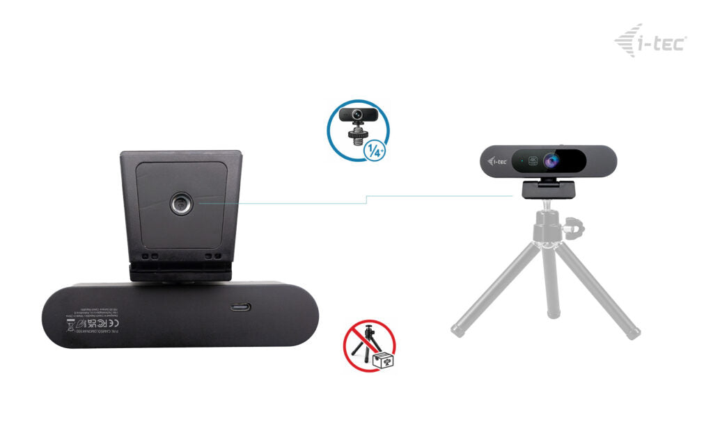i-tec SOLOMON PRO 900 Webcam – 4K Ultra HD, 30 fps, Autofokus, USB-C, Sichtschutz – Schwarz
