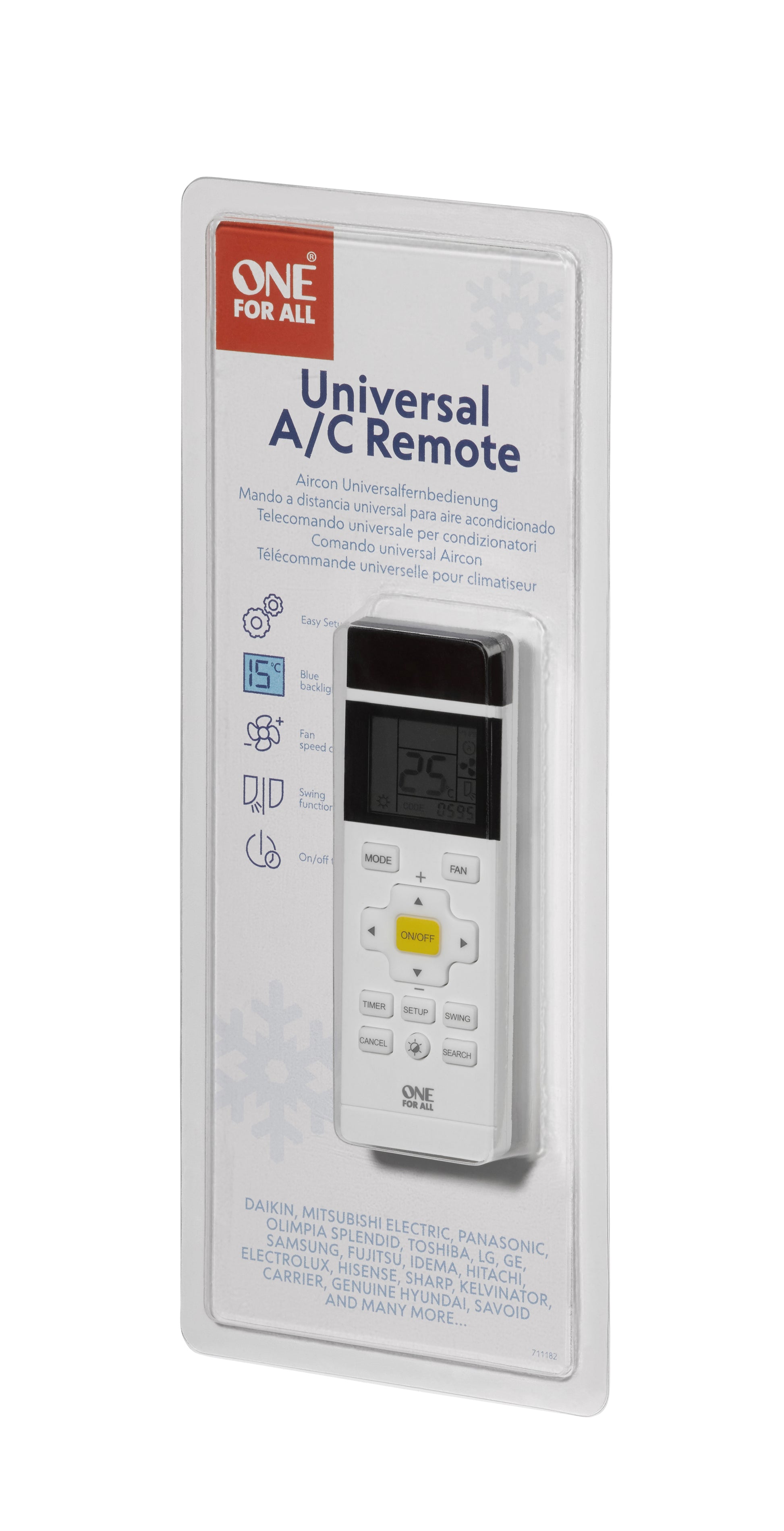One For All Fernbedienung URC 1035 – für Klimaanlage, IR, 10 m, Grau