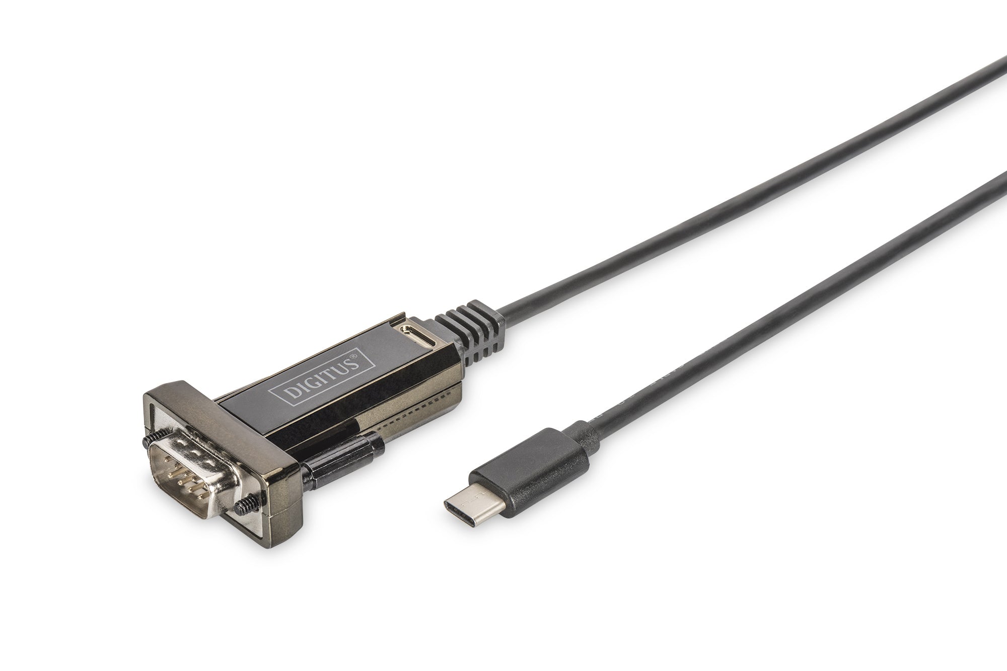 Digitus Seriell-Adapter USB-C zu DB-9 (RS-232, 9-pol, männlich zu männlich) – 1 m – Schwarz