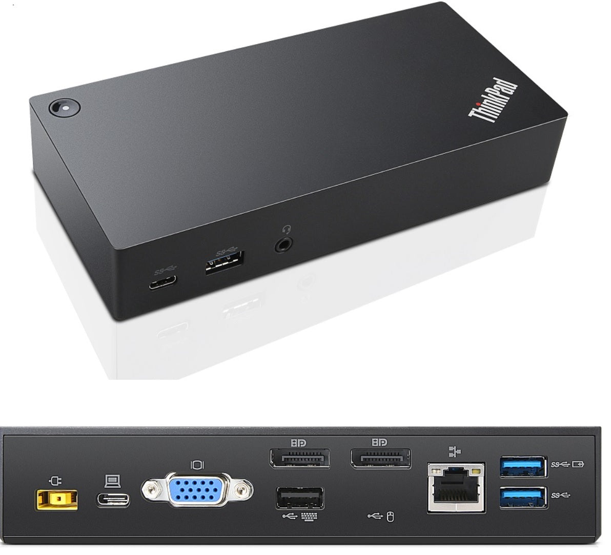 Lenovo 03X7194 Dockingstation – USB-C, 2× DP, 1× VGA, 5× USB-A, GbE, 3,5 mm Audio