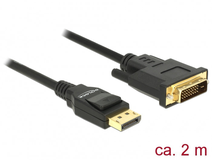 DeLOCK DisplayPort auf DVI-D Kabel DP 1.2 4K 60 Hz – 2 m