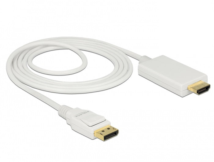 DeLOCK DisplayPort auf HDMI Kabel DP 1.2 4K 30 Hz – 2 m – Weiss