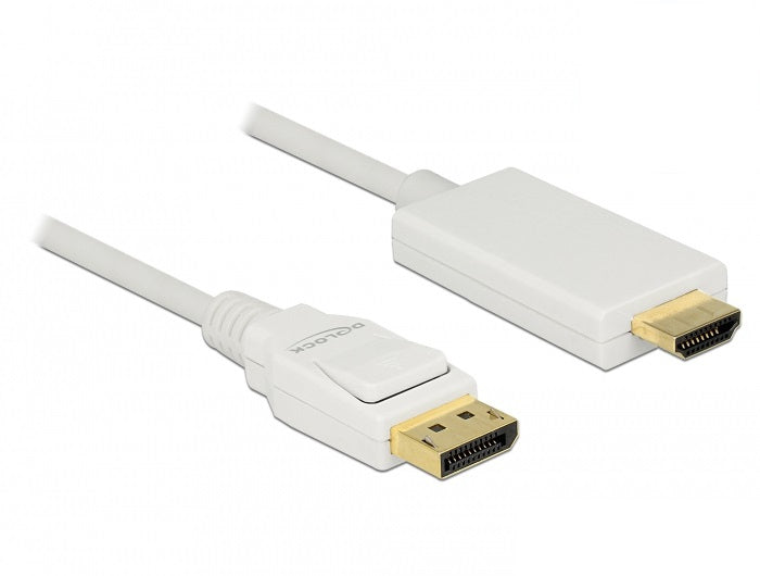 DeLOCK DisplayPort auf HDMI Kabel DP 1.2 4K 30 Hz – 2 m – Weiss