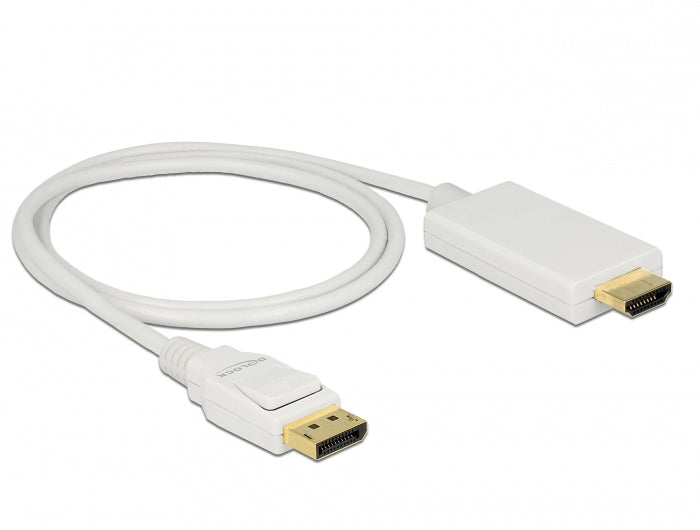 DeLOCK DisplayPort auf HDMI Kabel DP 1.2 4K 60 Hz – 1 m – Weiss