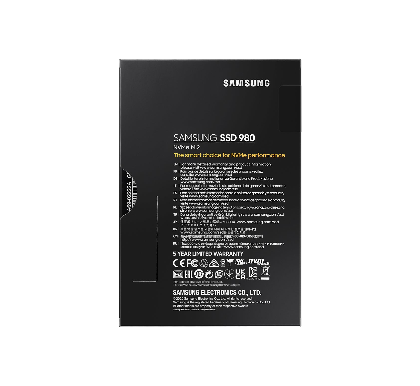 Samsung 980 – 500 GB M.2 NVMe PCIe 3.0 x4, 3100/2600 MB/s